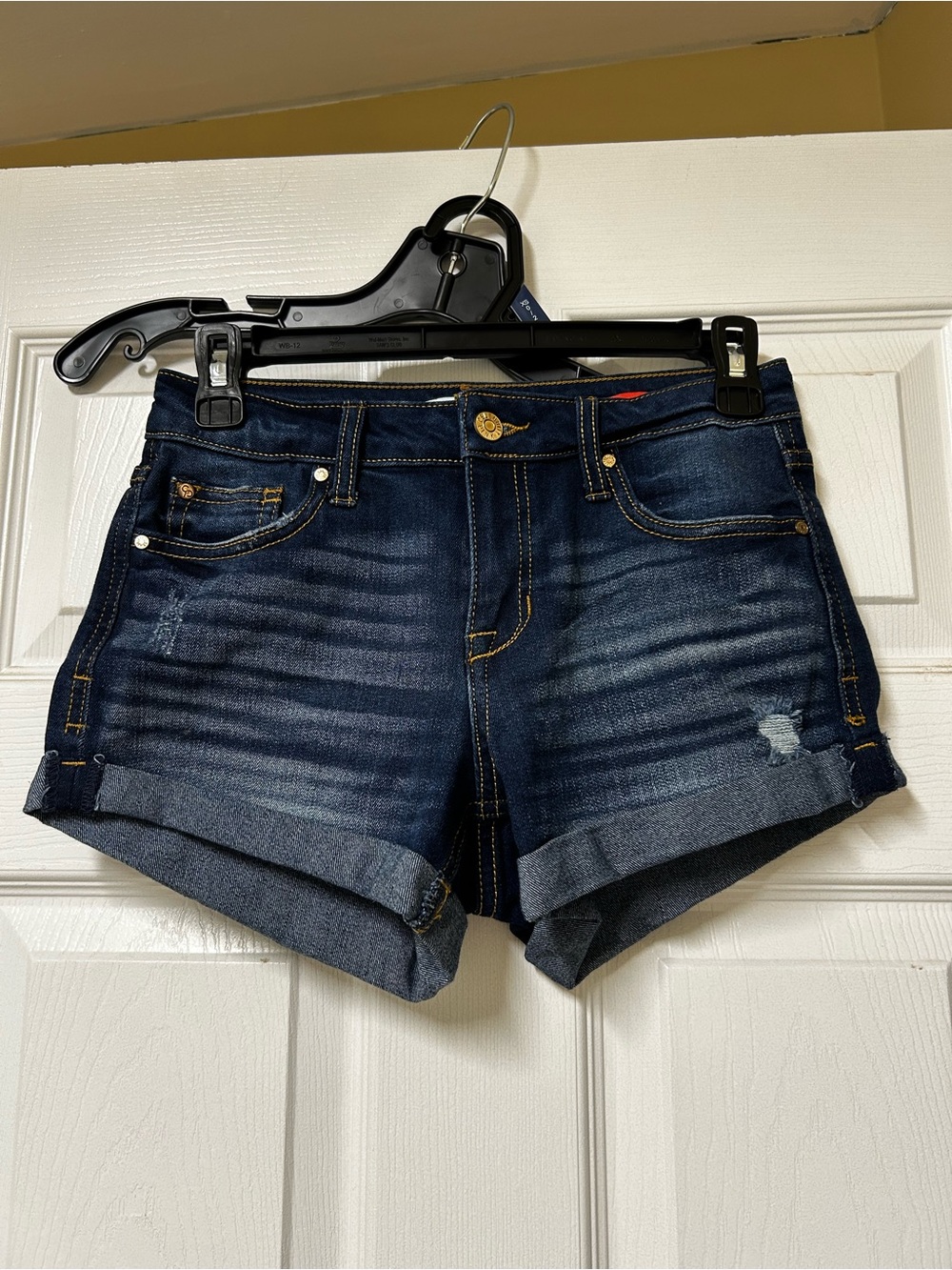Celebrity Pink Dark Blue Rolled Cuff Denim Shorts